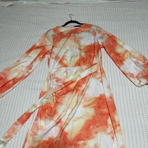 Elegant Orange and Cream Dress